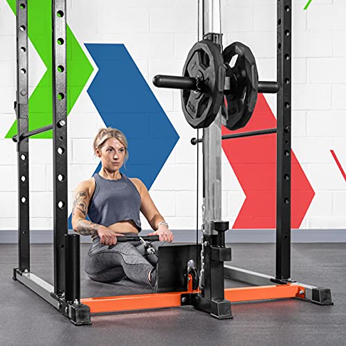 METIS Power Cage Gym Equipment - Power Rack with Weight Plates Storage, Pull Up Bar Station, Dip Bar Station & Optional Pulley System | Strength Training Equipment (Cage + Pulley System)