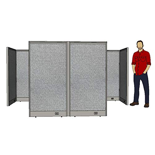 G GOF Double 2 Person Workstation Cubicle (12'D x 6'W) - 60" H, Grey
