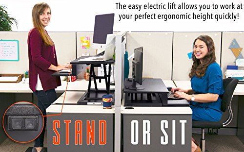 Flexpro Power 36 Inch Electric Standing Desk - Electric Height Adjustable Stand up Desk by Award Winning Stand Steady - Holds 2 Monitors (Black) (36")