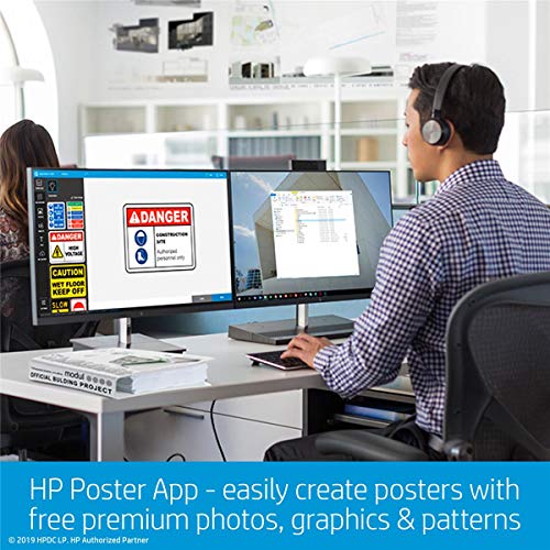 HP DesignJet T210 Large Format Printer, 24" Color Inkjet Plotter, Wireless, Bundle 712 29ml Cyan 712 29ml Magenta 712 29ml Yellow 712 38ml Black Ink Cartridges