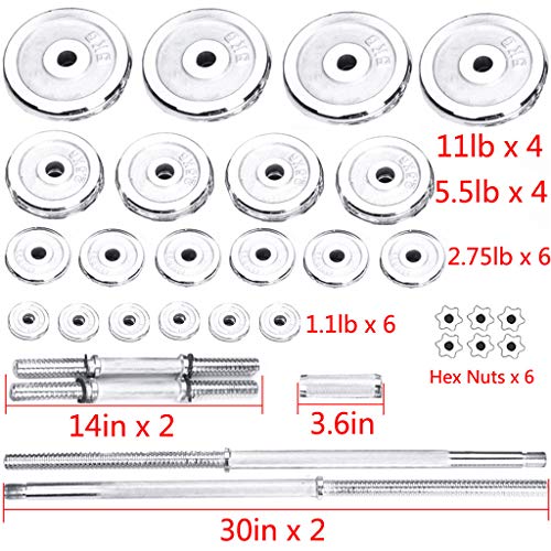WUYISHAN 【Ship from USA】 Adjustable Dumbbells Barbell Weights Set with Bar, 110 lbs Dumbbells Strength Training Equipment for Home Gym Lifting, for Indoor Body Workout Fitness Beginners Professionals