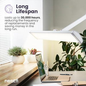 Neatfi LED Desk Lamp with Clamp, 3 Light Modes, Dimmable - 3,500 Lumens