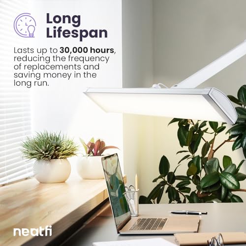 Neatfi LED Desk Lamp with Clamp, 3 Light Modes, Dimmable - 3,500 Lumens