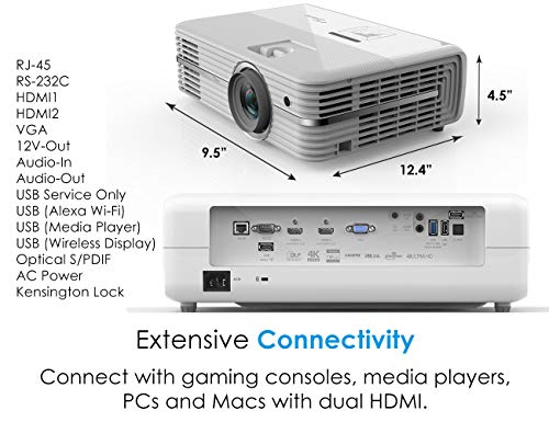 Optoma UHD52ALV True 4K UHD Smart Projector | Super Bright 3500 Lumens | HDR10 + HLG Support | Works with Alexa and Google Assistant | Voice Command | Support IFTTT, Black