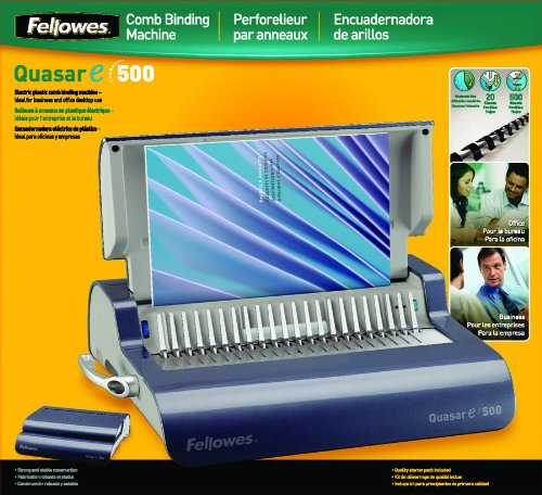 Fellowes 5216901 Quasar 500 Electric Comb Binding System, 16 7/8 x 15 3/8 x 5 1/8, Metallic Gray