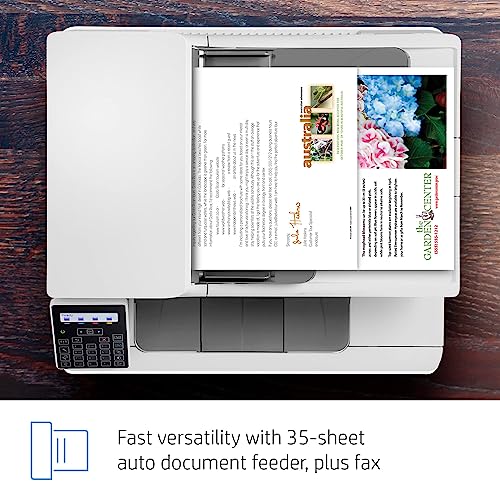 HP Color Laserjet Pro M183fw Wireless All-in-One Laser Printer - White, Print Scan Copy Fax - 16 ppm, 600 x 600 dpi, Voice-Activated, 35-Page ADF, Ethernet