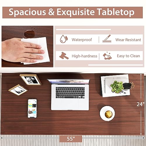 COSTWAY 4.5FT Conference Table Set of 2 - Heavy Duty Steel Frame - Modern Computer Desk