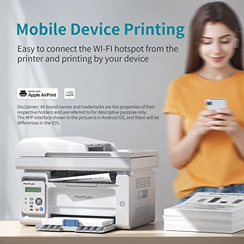 All in One Laser Printer Scanner Copier with Auto Document Feeder, Wireless Multifunction Black and White Laser Printer, Pantum M6552NW(W4G61A) White
