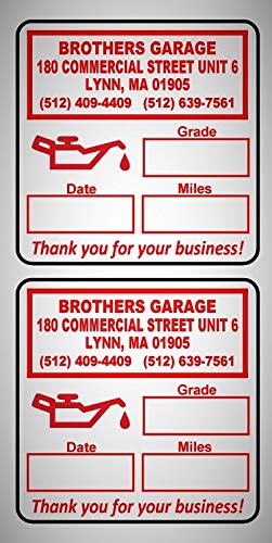 Quality Synthetic Custom Oil Change Reminder Stickers With Fade Resistant Ink and Easy Peel Off. Ideal for Handwriting. White Background Optional Stock Logos to Choose From (5000 Quantity, Blue)