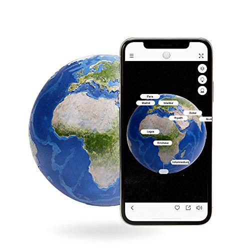 AstroReality Earth | Smart Earth Globe | Geographic Globe | 3D Printed, Hand Painted, 4.72” | Paired with Augmented Reality App | Educational STEM Toy | Interactive Science Learning Kit