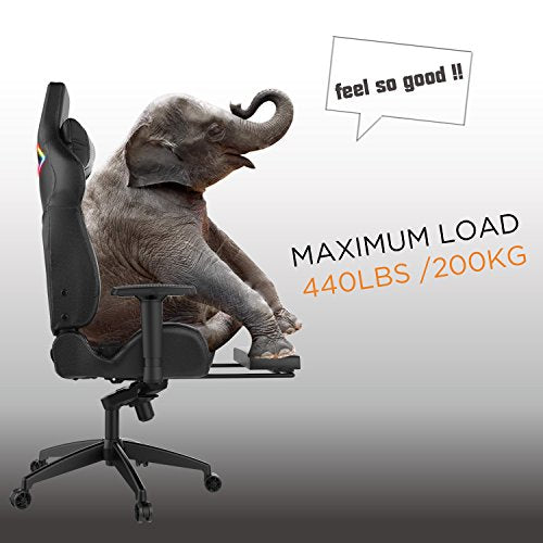 GAMDIAS Multi-Color RGB Gaming Chair High Back with Footrest Adjusting Headrest and Lumbar Support, Black (Achilles P1 Black/Black)