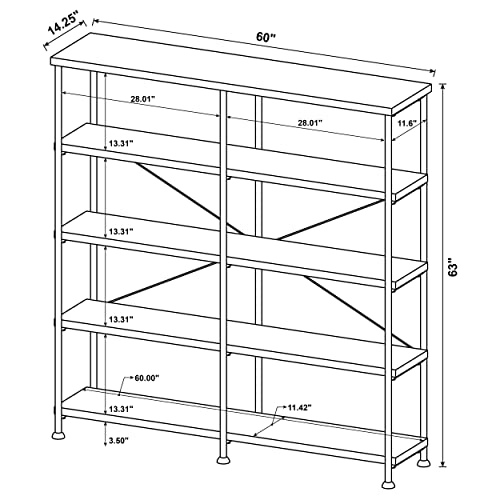 Coaster Home Furnishings Analiese Rustic Industrial 60" 4-Shelf Wood Double Bookcase - Brown Nutmeg