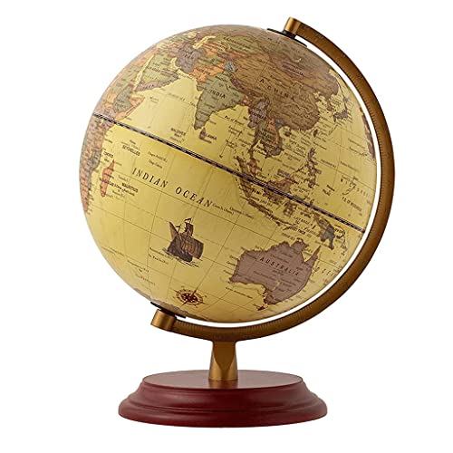 HXHBD World Globe Vintage 9.8 Inch Diameter World Globe Antique Desktop Globes Illuminated World Globe with Wooden Stand Built in LED for Kids Globes Decor,Chinese and/88 (Color : World Globe)