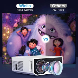 Wielio Outdoor Portable Mini Projector with 5G WiFi, Bluetooth, 4K Support, Native 1080P, iOS & Android Compatibility