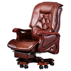 MUMUJJ Big and Tall Executive Office Chair with Wood High Back Reclining - Brown