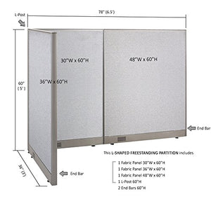 GOF Freestanding L Shaped Office Partition - Large Fabric Room Divider Panel, 36" D x 78" W x 60" H