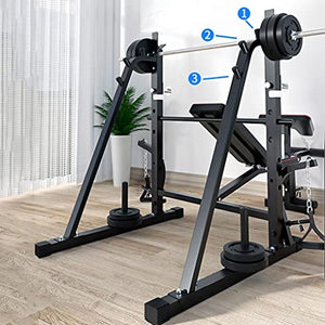 Adjustable Weightlifting Bench- NEW Upgraded Multifunctional Press Bench| Barbell Weight Bench| Squat Rack| Strength Training Equipment for Home Gym Fitness Workout (Black)