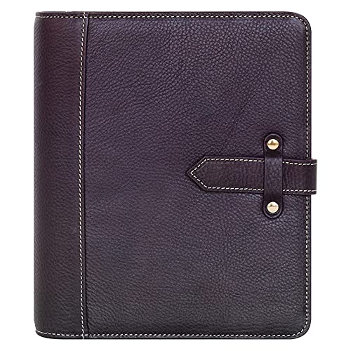FranklinCovey - Classic Vintage Aurora Leather Strap Binder - Purple Plumeria