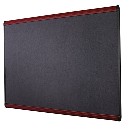 Quartet Prestige Plus Magnetic Fabric Bulletin Board, 6 x 4 Feet, Black with Mahogany Frame (MB547M)
