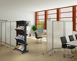 PaperFlow Double Sided Mobile Literature Display, 6 Shelves, 33.67x15.17x66 Inches, Silver (252N.35)