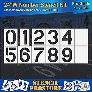 Pavement Stencils - 24 inch - Number KIT Stencil Set - (12 Piece) - 24" x 16" x 1/8" (128 mil) - Pro-Grade