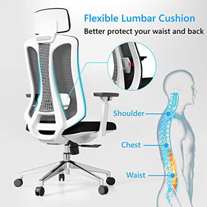 Logicfox Ergonomic Mesh Office Chair with 3D Armrests, Adjustable Lumbar & Headrest