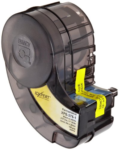 Brady XPS-375-1 IDXPERT PermaSleeve 0.645" Height, 1.015" Width, B-342 Heat-Shrink Polyolefin, Black On White Color Wire Marker Sleeves (100 Per Cartridge)
