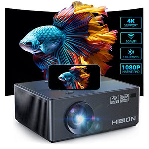 HISION 5G Wireless Projector 4K WiFi Bluetooth Outdoor: Full HD 1080P Movie Gaming 10000L Home Theater iPhone Compatible