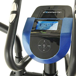 Exerpeutic Magnetic Flywheel Elliptical Trainer Machine for Home Gym with Natural Elliptical Motion, Bluetooth MyCloudFitness Tracking and Pulse Rate Grips, Black Blue