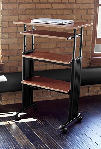 Safco Products 1929CY Muv 35-49" H Stand-Up Desk Adjustable Height Computer Workstation with Keyboard Shelf, Cherry