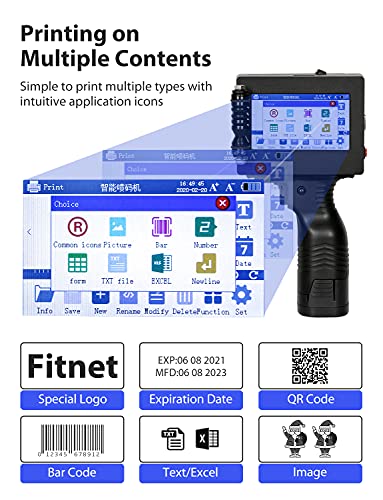 Portable Handheld Inkjet Printer with 4.3 Inch HD LED Touch Screen Intelligent Upgraded Inkjet Coding Machine Quick-Drying Labeler for Date Logo Barcode Number QR Code on Bottle, Support 20 Languages