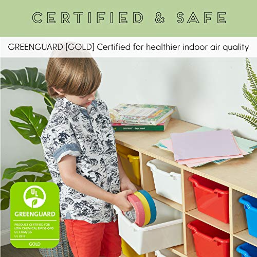 ECR4Kids Birch 12 Cubby Tray Cabinet, Kids Toy Storage Orgaznier with Rolling Casters, Hardwood Mobile Storage Cabinet for Classroom, Preschool and Homeschool Supplies