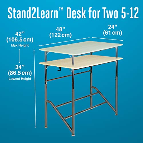 VARIDESK Education - Stand2Learn Desk for Two 5-12 - Adjustable Height Active Student Standing Desk