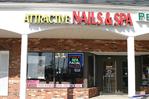 LED Nails SPA Massage Facial Waxing Open Light Sign Super Bright Electric Advertising Display Board for Eyelash Extension Business Shop Store Window Bedroom (24" x 24", HSN0179)