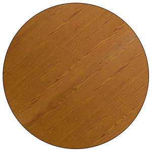 Flash Furniture 48'' Round Oak Thermal Laminate Activity Table - Height Adjustable Short Legs