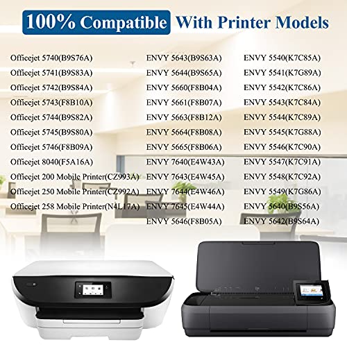 8 Pack Remanufactured Compatible 62XL Ink Cartridge Replacement for HP Envy 7645 5646 5643 5665 7643 7644 5644 5661 5663 5664 Officejet 5740 5741 5742 Printer Ink Cartridge (4 Black + 4 Tri-Color).