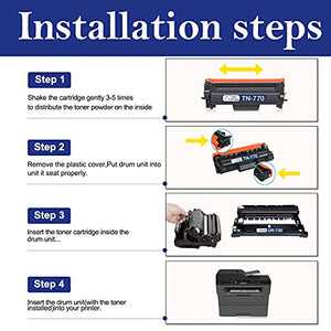 5 Pack Compatible TN770 Toner Cartridge and DR730 Drum Unit Replacement for Brother DCP-L2550DW MFC-L2710DW L2750DW L2750DWXL HL-L2350DW L2370DW/DWXL L2390DW L2395DW Printer [4 Toner + 1 Drum]