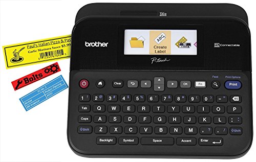 Brother PT-D600VP Label Maker, USB 2.0, P-Touch Label Printer, Desktop, QWERTY Keyboard, Colour Screen, Up to 24mm Labels, Includes Carry Case/AC Adapter/USB Cable/24mm Black on White Tape Cassette