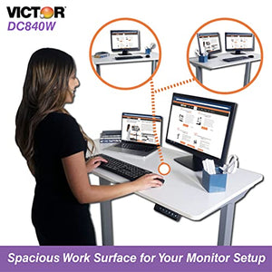 Victor DC830W 36x23.6 (3ft) Electric Sit-Stand Height Adjustable Compact Workstation, Quiet Motorized Standing Desk with Four Memory Function, Fast and Easy Assembly, Perfect for Home or Office, White