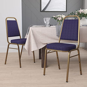 Flash Furniture 4 Pack HERCULES Series Stacking Banquet Chairs - Navy Patterned Fabric/Gold Frame