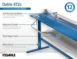 Dahle 472s Premium Rotary Trimmer w/Stand, 72" Cut Length, 12 Sheet Capacity, Self-Sharpening, Automatic Clamp, German Engineered Paper Cutter