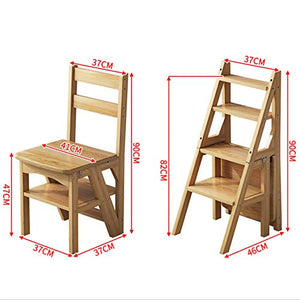 QDY Modern Furniture Folding Ladder Wood Chair 4 Step Library Stools