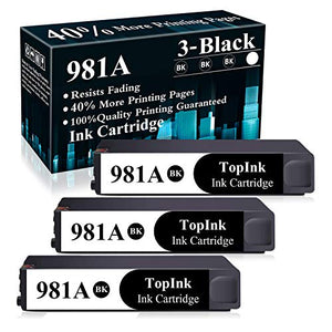 3 Black 981A Remanufactured Ink Cartridge Replacement for HP PageWide Pro 556dn 556xh 556 MFP 586z MFP 586dn MFP 586f MFP 586 Printer,Sold by TopInk