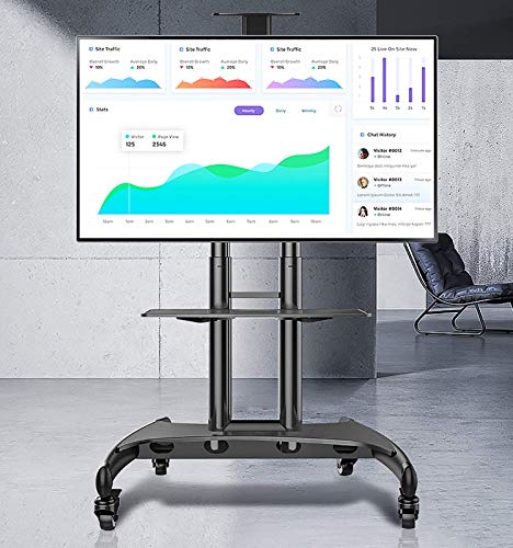 YokIma Universal Flat Screen TV Stand Cart - Heavy Duty Rolling TV Cart for 32-65 Inch Screens