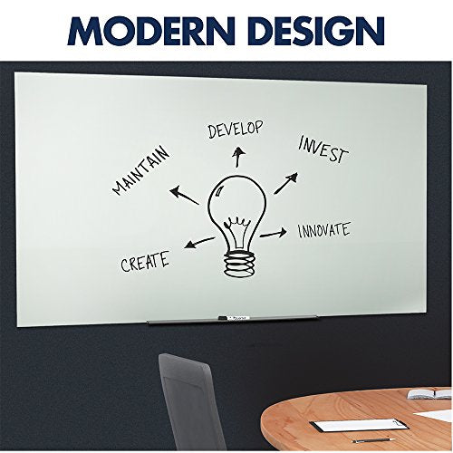Quartet Glass Whiteboard, Non-Magnetic Dry Erase White Board, 50" x 28", White Surface, Frameless, InvisaMount (G5028IMW)