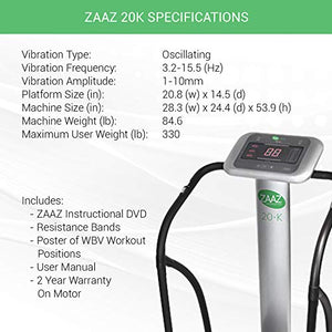 ZAAZ 20K Vibration Plate Exercise Machine - Whole Body Vibration Platform Machine, Workout Recovery for Joints and Muscles, Motion Therapy for Stress and Pain Relief