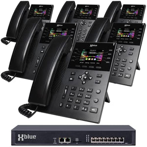 Xblue QB2 System Bundle with 6 IP8g IP Phones - Auto Attendant, Voicemail, Extensions, Call Recording