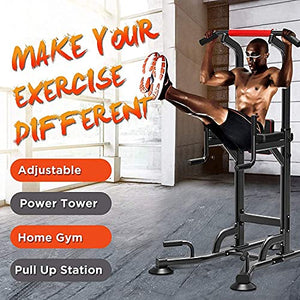 JYMBK Training Fitness Workout Station Power Tower,Weight Station Multi Function Pull Up Station for Strength Training - Dip Stand Bar - Push Up Equipment of Home Gym Exercise