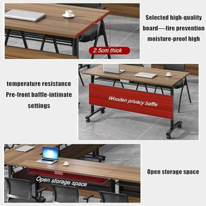 Ysjndasm Modern Office Conference Table 4 Pack - Folding Training Table with Caster Wheels