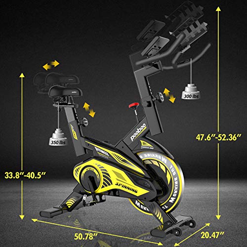 Pooboo Indoor Cycling Bike Magnetic Exercise Bike Stationary with Comfortable Seat Cushion, Tablet Holder and LCD Monitor for Home Workout